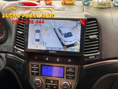 lắp đặt màn hình android oled pro x3 360 cho xe hyundai santafe