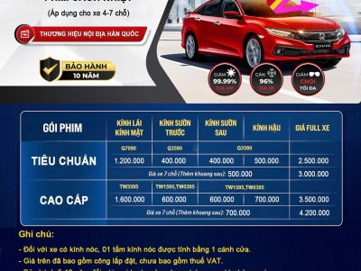 Bảng giá phim cách nhiệt Koreauni hàn quốc 